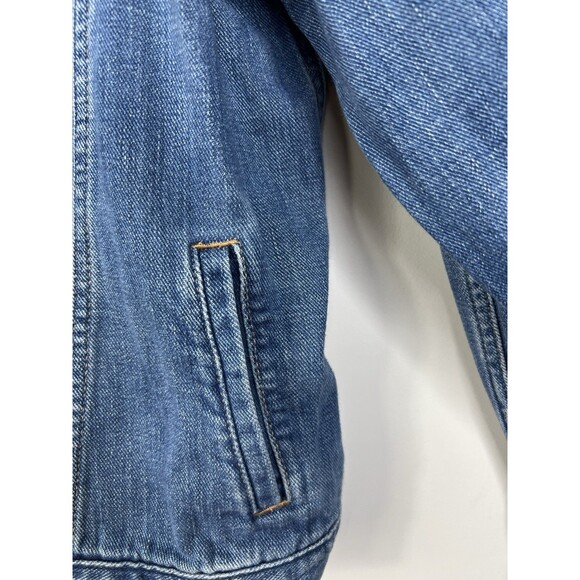 GAP Jeans Denim Jacket Sherpa Trim Collar Womens Size XL Classic Trucker - Picture 4 of 10